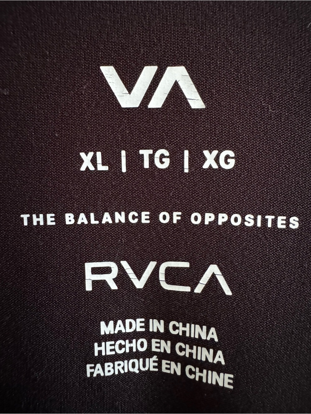 RVCA Sport Vent Black Short Sleeve Performance Tee with White VA Logo XL - Picture 3 of 3